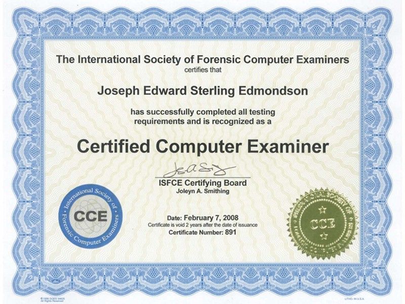 Computer certifications Certifications. Certified Computer Examiner - 02.07.2008